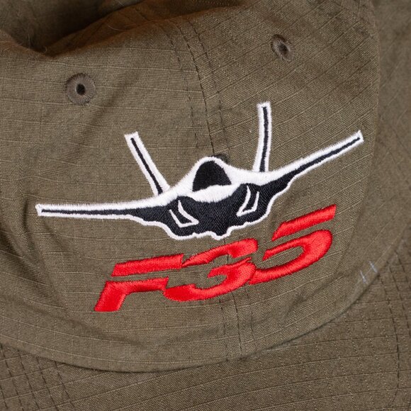 Lockheed Martin F35 Jet Fighter Ripstop Cotton Hat in Olive Drab - Picture 3 of 6